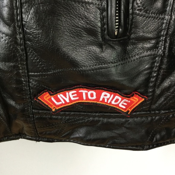 Vintage Buffalo Leather Eagle Patch biker jacket - Picture 8 of 16